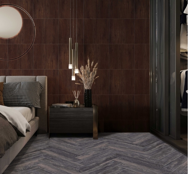 Виниловый ламинат SPC "Cronafloor" Herringbone Дуб Бордо (640*128*4,5 мм) — купить в Обнинске